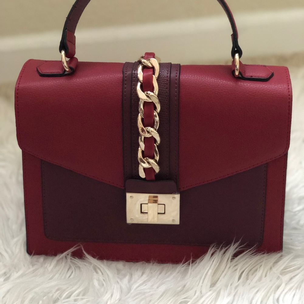 Red top handle bag